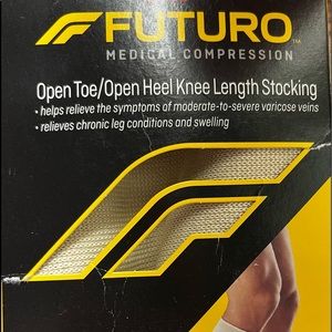 Brand new in the box open toe/ open heel knee length compression stocking